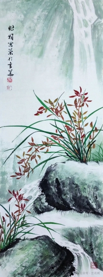 优秀女艺术家陈兆娟画兰